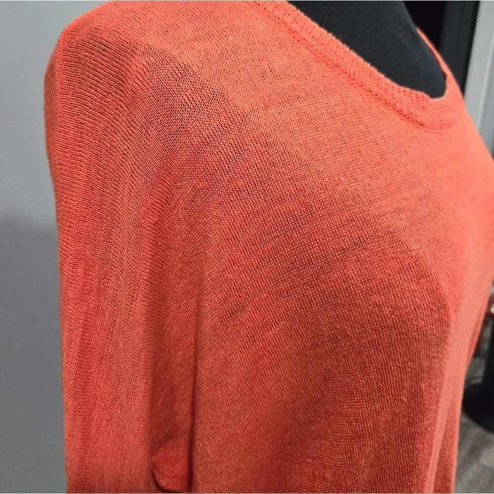 🐢 J.CREW Orange Linen Drop Shoulder Swing Sweater Sz Small